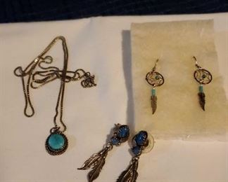 Silver Necklace And Earrings