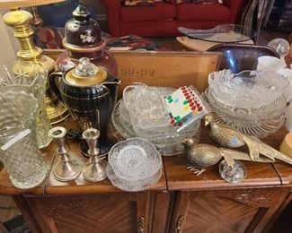 crystal and various china