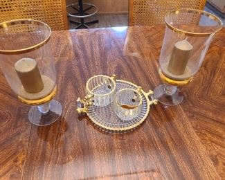 gold rim candle set & gold rim cream and sugar cups