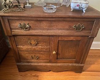 Wood top washstand/cabinet