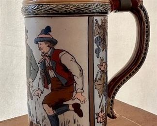 detail on one of the Mettlach Steins