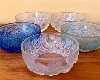 Verlys France Chrysanthemum Bowls (aqua bowl is Verlys Heisey)
