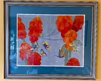 Modern Austrian "Arts & Crafts" Style Gouache feat. Fairies and Butterflies