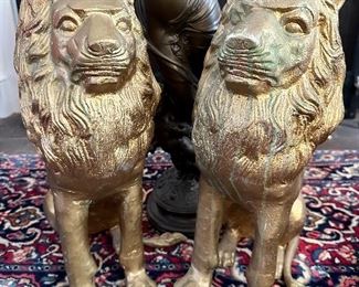 Hollow Metal Vinage Pair of Lions