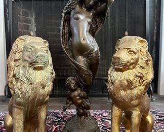 Late Victorian “Grand Tour” style bronze Art Nouveau figure, “Psyche,” signed lower left “Pradier” (James Pradier, 1790-1852), restrike. : Dimensions: 26” H