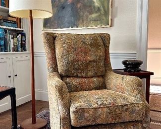 Upholstered Arm Chair, MCM Standing Lamp