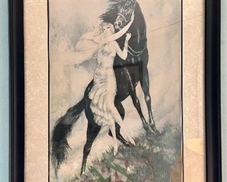 "Horse & Rider" Louis Icart Print