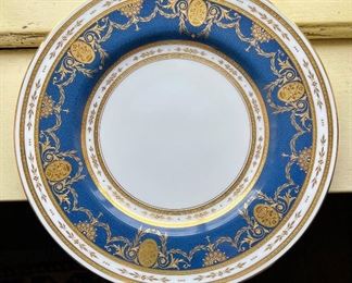 12 Antique George Watts Minton England Elaborate Cobalt Jewel & Gilt Encrusted Dinner Plates