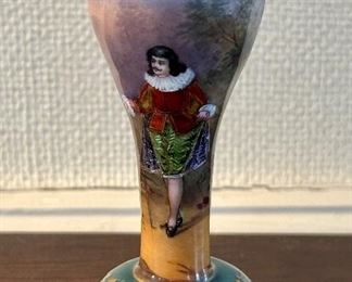 Antique Austrian Enameled Bulbous Body Vase, Small