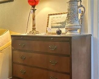 Vintage Mahogany Chippendale Style Chest with Butler Slide