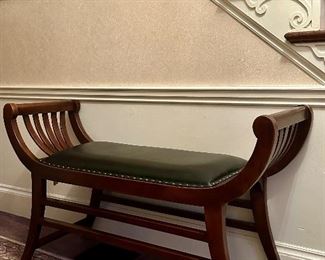 Leather Bench with Nailhead Trim