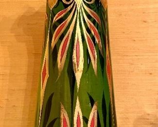 Vintage Hand Painted Emerald Vase