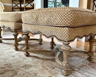 (2) Designer Velvet & Down Benches