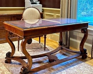 Leather Top Desk with Glass Top