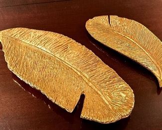 (2) Stephane Galerneau Paris Gold Gilt Leaves