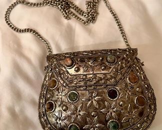 Metal Purse with Polished Stones