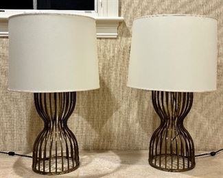 (2) Barbara Barry for Baker Hourglass Table Lamps