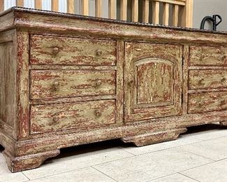 Six Drawer Distressed Sideboard