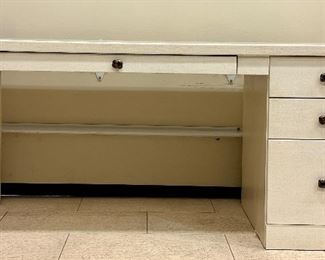 Linen Wrapped Lacquer Desk with Four Drawers