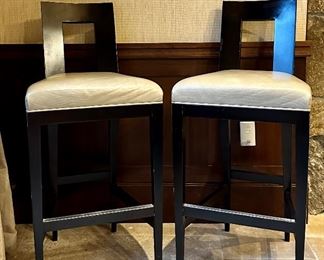 (4) Donghia Counter Stools with Crocodile Textured Leather Seats
