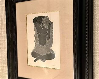 "Dancer," Wood Block Print, Signed Valenti Angelo