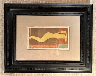 "Revolutionary Nude" Wood Block Print, Signed Valenti Angelo