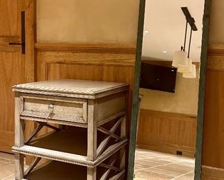 Grey Toned Side Table & Mirror