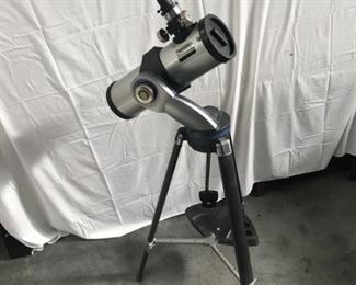 LOT 126 Meade Telescope with AutoStart
computer controlled star gazing it finds the constellations for you, does power on and rotates, eye piece is imprinted with Meade Series 4000 DS Super 26MM