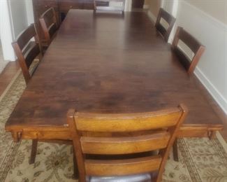 Hi-Top Dining Room Table & 6 Chairs (7.5ft long with 18" leaf)