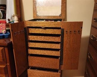 Interior of jewelry armoire