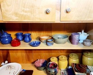 Assorted pottery including four-piece canister set