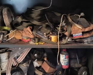 Assorted contents in cabinet