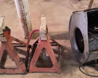 Jack stands and squirrel cage blower