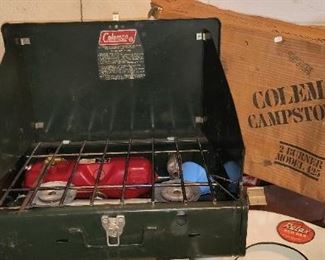 Coleman camp stove with box