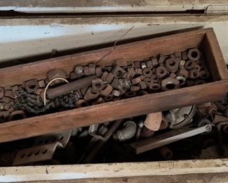 Contents of wooden tool box