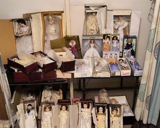 Lots of Barbies and porcelain dolls 