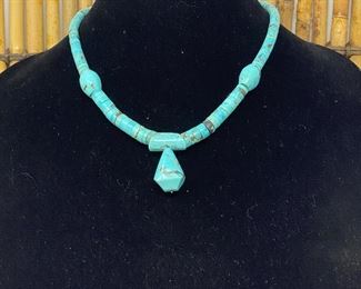  Genuine Turquoise Stone Necklace - Native American