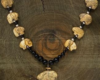  Fetish Bear & Onyx Stone Necklace 