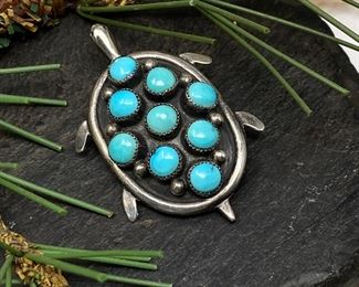 sterling & Turquoise Brooch or Pendant