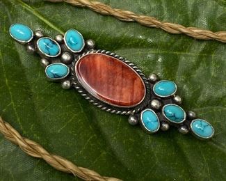 Sterling & Turquoise Brooch