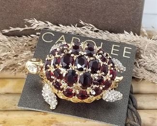 Carolee crystal and rhinestone turtle brooch