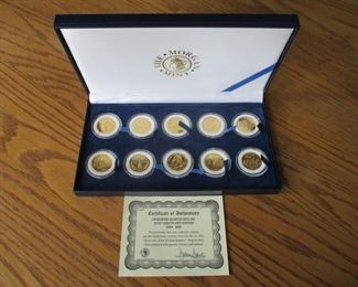 24 kt. Gold Plated Statehood Quarter Dollars