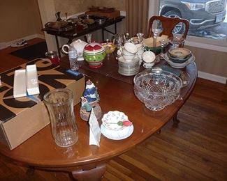 Dining Room Table & Waterford Bowl