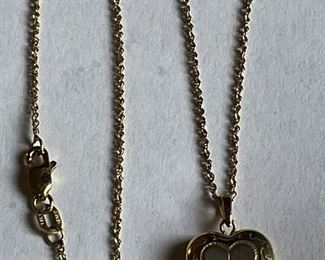 14K Gold Heart Locket on 14K Chain