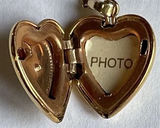 14K Gold Heart Locket on 14K Chain
