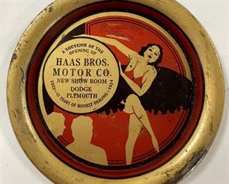 1922-34 Haas Bros. Dodge Plymouth Advertising Tip Tray
