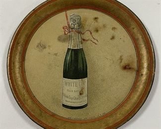 White Top Champagne Advertising Tip Tray