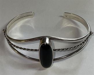 Sterling Black Onyx Cuff Bracelet