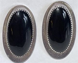 Sterling Black Onyx Pierced Earrings