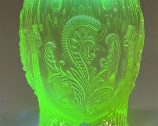 Vaseline Footed Vase